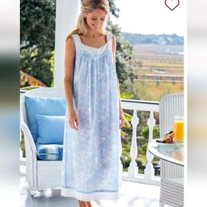 NWT Lanz of Salzburg 100% cotton gown, periwinkle blue, white lace, size L & 4X